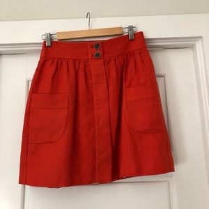 Orange linen crew skirt
